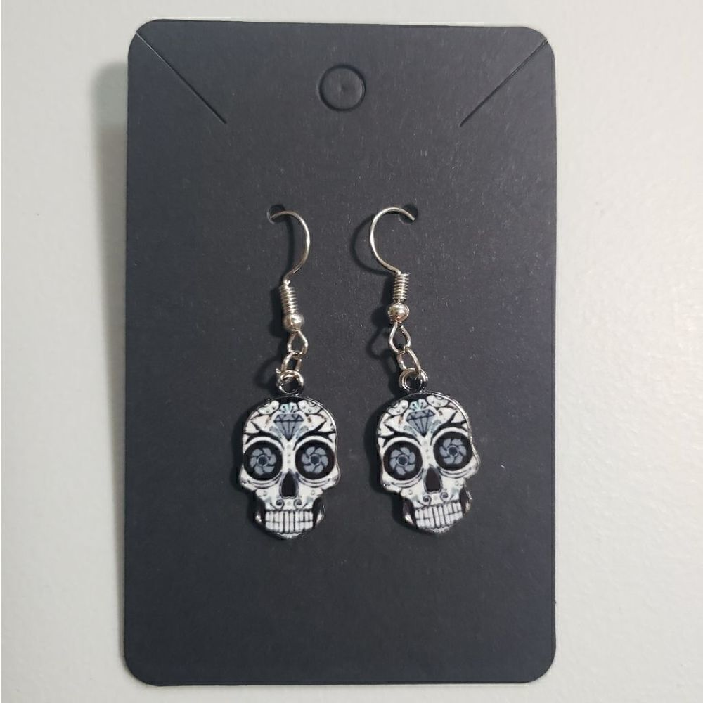 Handmade Halloween Day of the Dead Dia De Muertos candy skull earrings
